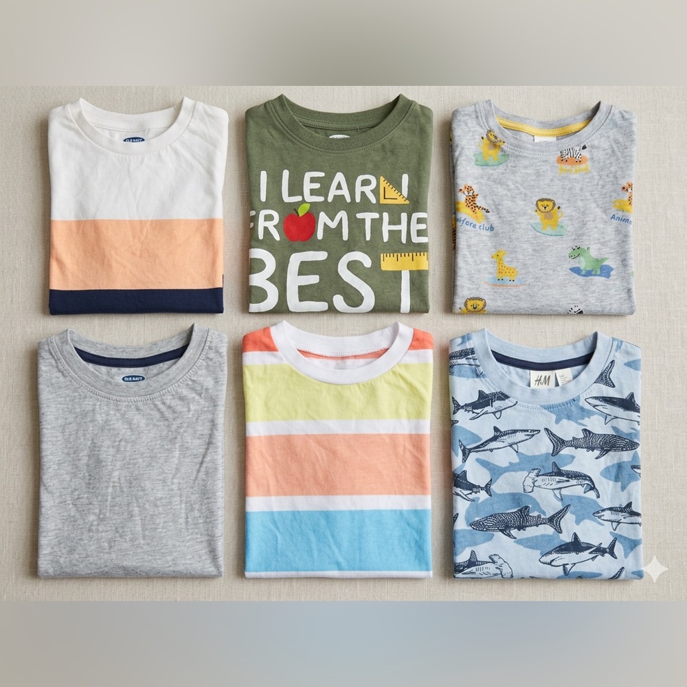 Old Navy & H&M Toddler Boys T-Shirt Bundle (6-Pack) - Size 2-4yrs 4T